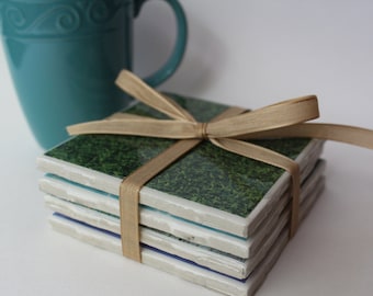 Modern Coasters - Set of 4 - Ceramic Coasters - Tile Coasters - Drink Coasters