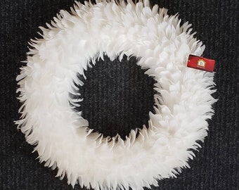 PRICE is for TWO PIECES!    -    23 1/2" White Feather Wreaths   (New In the Box)