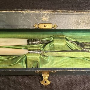 Antique Silver Fish / Fruit knife set with Mother of Pearl Handles
