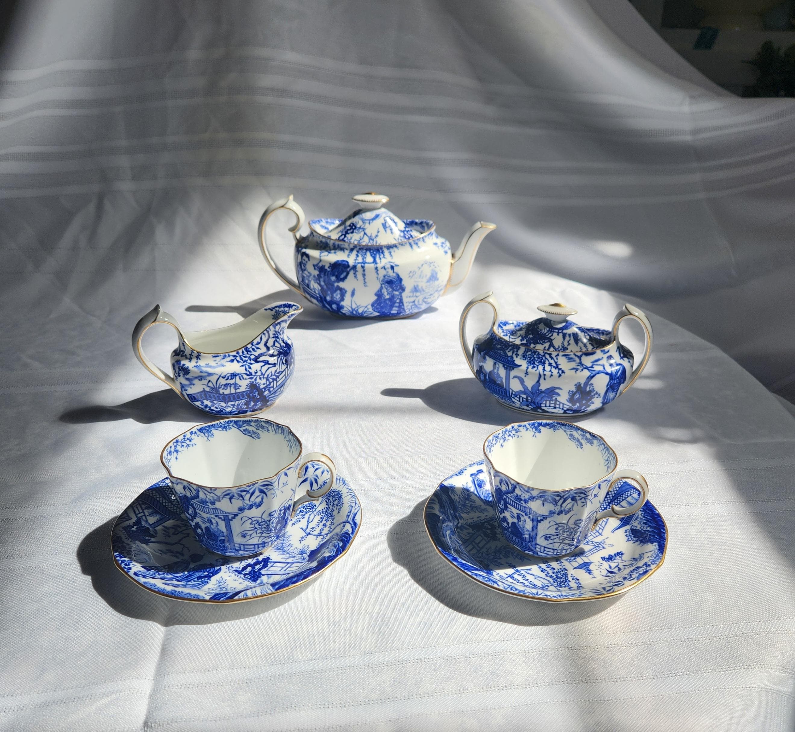 Set Tazza Tè Stelle Set Tazza Da Tè Porlien Royal Blue Star-night - Con Piattino  E Cucchiaio Tazza Piattino Stelle Dorate, image size:2639x2430