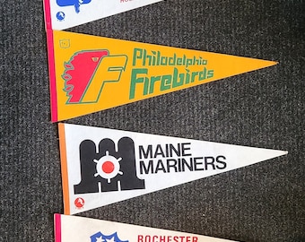 8 Vintage Hockey Pennants - AHL, NAHL, SHL