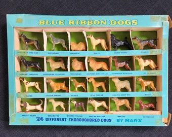 Blue Ribbon Dogs  -  24 Different Thoroughbred Dogs by Marx  -  Vintage Dog Figures