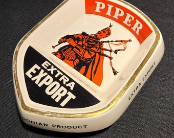 Vintage Piper Extra Export Bier Asbak - Een Tennent Caledonian Product.