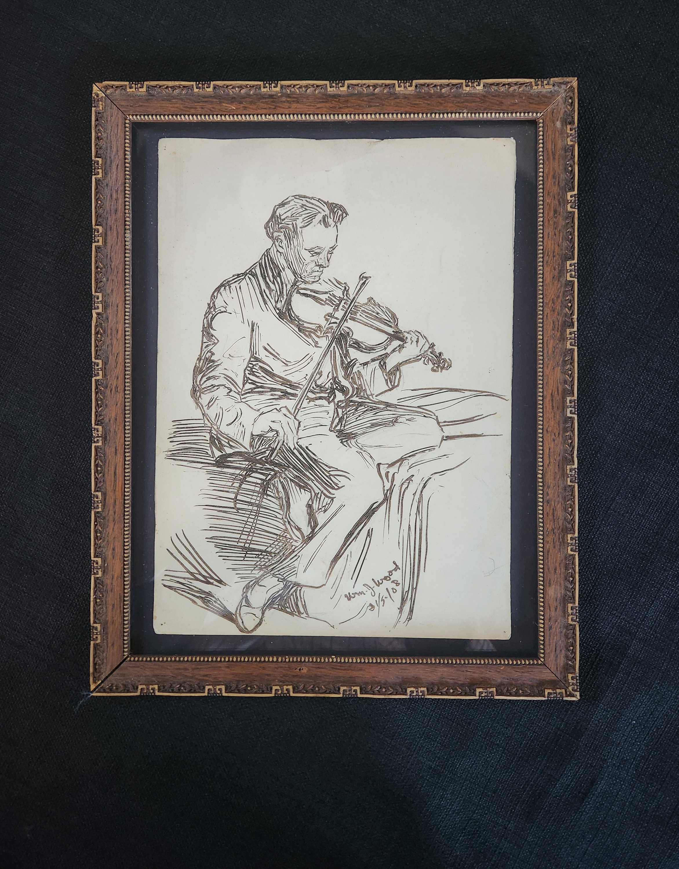 WJ Wood Sketch - GENUINE 1908 Artwork by Artist William J Wood