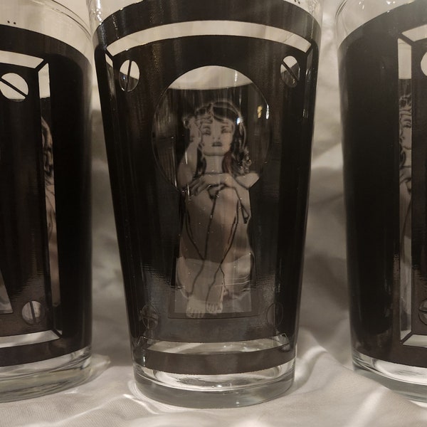 Black Peek-A-Boo Keyhole Drinking Glasses  -  Set of 5