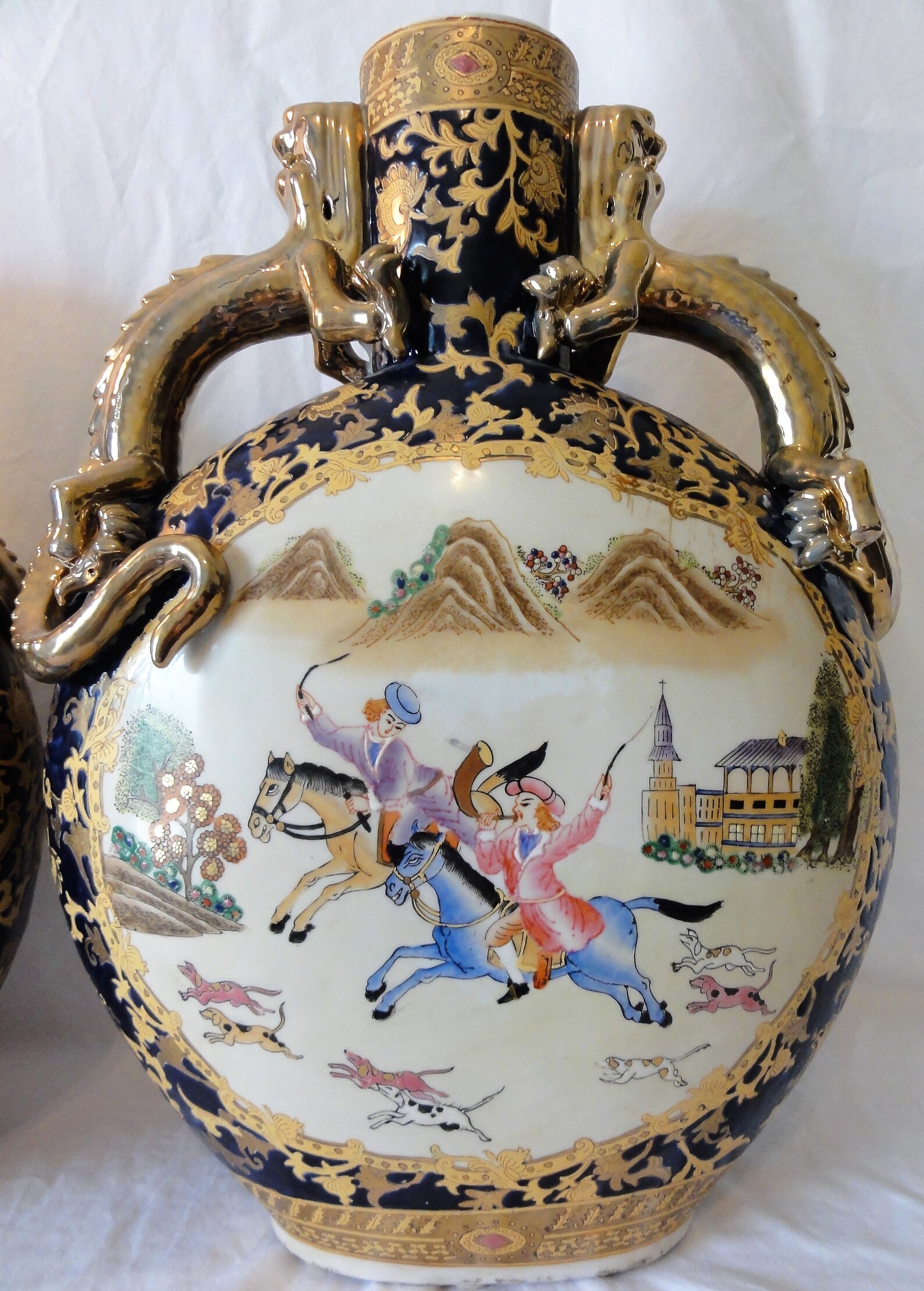 Exquisite Antique Pair of Chinese Moon Flask Vases with Dragon Etsy