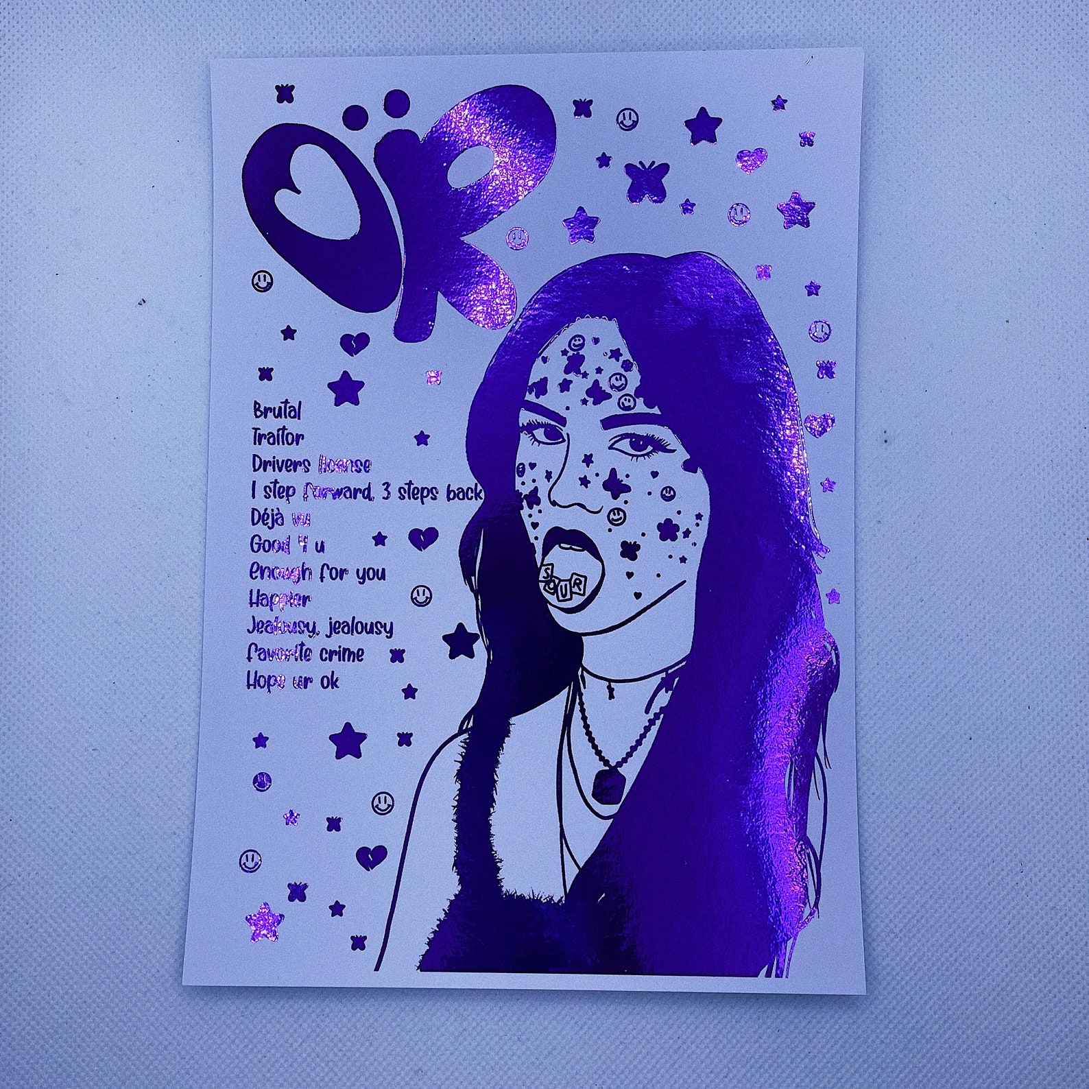 Sour Album Tracklist Olivia Rodrigo Sour Home Decor Fangirl Etsy