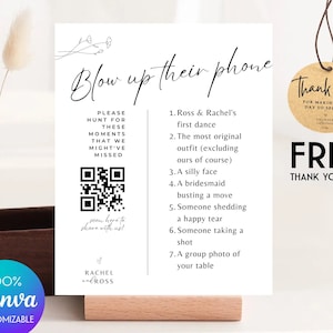 Blow up handys I Spion Hochzeit Spiel Vorlage Foto Jagd Karte Schnitzeljagd Hochzeit Foto Spiel Empfang - Canva Kamera qr printable #WE