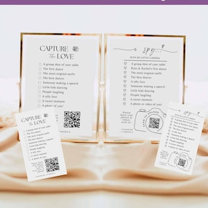 I spy wedding game Leg de liefde vast foto speurtocht trouwspel visitekaartje - CHEQUELIST Download de QR-codesjabloon voor de Canva-camera #SA01