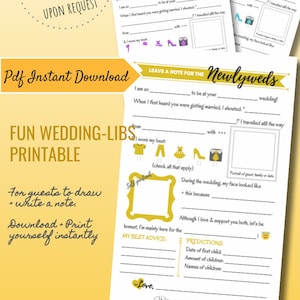 Füllen Sie die Blanko-Hinweiskarten Hochzeit Ausfüllkarten Mad libs Printables Braut & Bräutigam Brautparty Spiele Benutzerdefinierte Farben