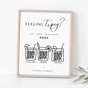 tip jar signs funny feeling tipsy Editable Tips Accepted Sign Canva Template Virtual Tip Jar Cashapp Qr Code Sign non traditional #M01