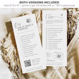 Ich spioniere Hochzeit Spiel Pics oder passiert Foto Schnitzeljagd Hochzeitsspiel Karte - CHECKLISTE PDF Download Canva Kamera QR Code Vorlage #SA01