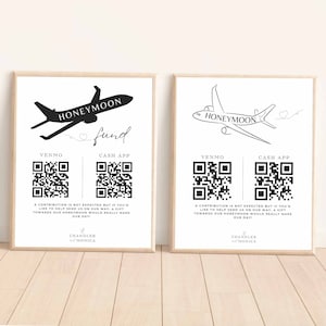 Honeymoon fund sign qr code - honeyfund sign download honeymoon qr code sign Canva Template Venmo cashapp template modern minimalist #E01