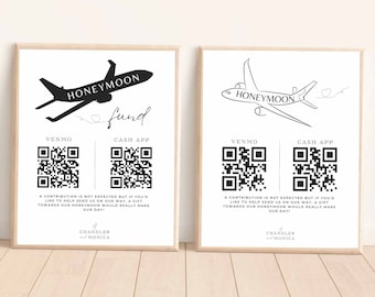 Segno del fondo per la luna di miele codice QR - segno del fondo per la luna di miele download codice QR per la luna di miele segno Canva modello Venmo cashapp modello moderno minimalista #E01