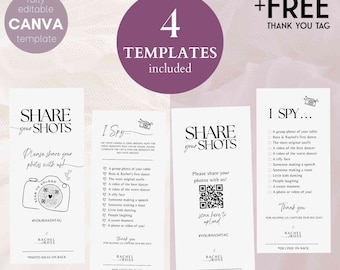 photo scavenger hunt wedding game instant Download Canva Template - camera qr template I spy wedding game share your shots printable #SA01