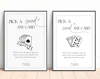 Playing Cards Guest Sign Please Sign Our Guestbook - Editable Sign Template Pick A Card Any Card - Custom Wedding Playing Card Sign - SA01a