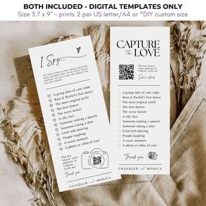 J'espionne le jeu de mariage Capturez l'amour, chasse au trésor, carte de jeu de mariage - LISTE DE CONTRLE PDF Téléchargez le modèle de code QR pour appareil photo Canva #SA01