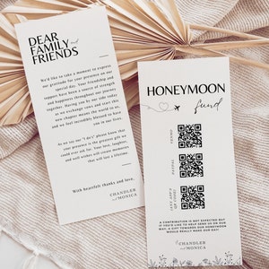 Honeymoon Fund qr Codes danke Serviette Notiz Honeyfund Karte download Hochzeit Berg Wildblumen - Canva Template Qr Code Venmo Cash #WE1