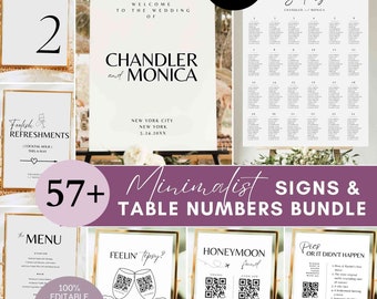 wedding sign bundle monogram Wedding Signs And Table Number bundle printable canva wedding sign bundle template elegant Bundle wedding #E01
