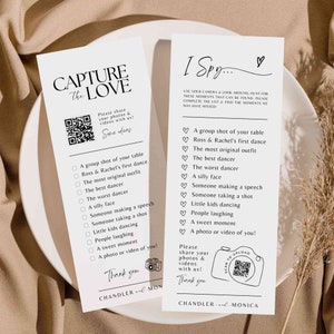 Hochzeitsspiel Hochzeitsspiel Schnapp die Liebe Foto Hochzeit Spielkarte - Checkliste PDF Download Canva Kamera QR-Code Template #SA01