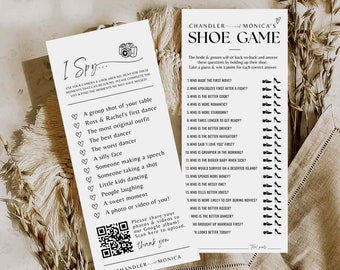 wedding games bundle for wedding reception games - i spy wedding game, SCAVENGER photo hunt qr code, shoe game, guest bingo, mad libs #SA01