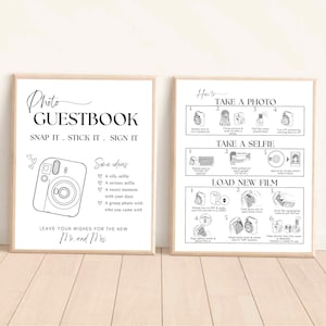 Polaroid Guest Book Sign Instax Mini 12 Instructions Sign and I Spy Bundle - Photo Guest Book Sign How to Load New Film Take A Photo - SA01