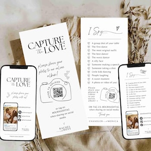 Capturez l'amour, j'espionne, modèle de jeu de mariage, carte photo chasse au trésor, réception de jeu photo de mariage - impression sur toile qr pour appareil photo # SA01