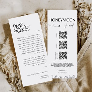 honeyfund card download Honeymoon fund qr codes thank you napkin note wedding mountain wildflower - Canva Template Qr Code Venmo cash #WE1