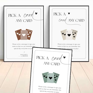 Kies een kaart Teken op een kaart | Gastenbord speelkaarten | Not A Side Wedding-bord - personaliseer met elke tekst - A4 | Teken ons gastenboek - SA01c