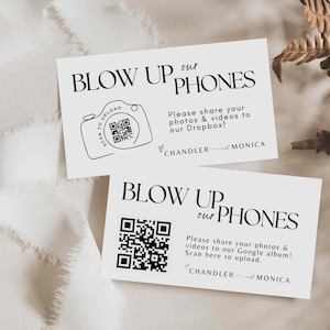 Partagez des photos avec une carte de visite avec code QR - Invité Partagez votre photo de mariage Réception de douche nuptiale QR Modèle modifiable sur toile #SA01