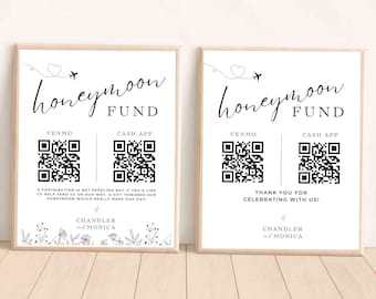 Honeyfund Sign Download Honeymoon Fund Qr Code Sign Wedding Signs ...