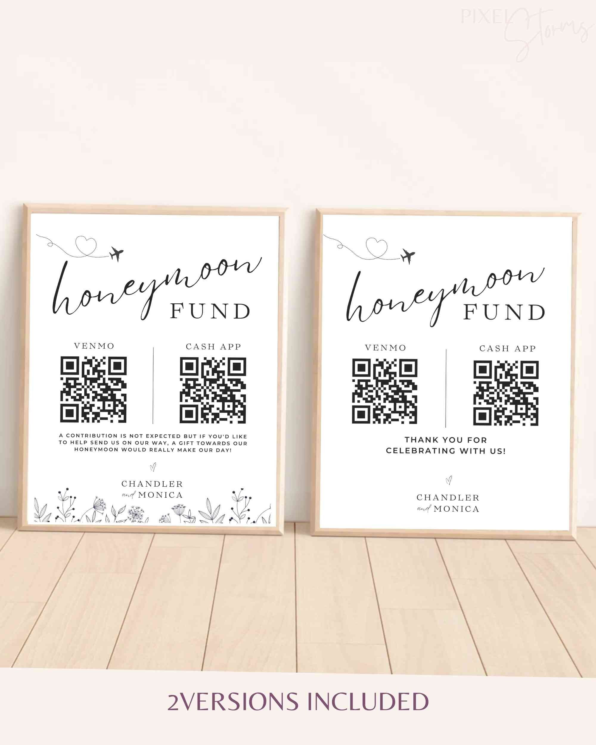 download del segno del fondo di miele Fondo della luna di miele segno del codice qr segni di nozze codice qr dei fiori di campo di montagna - Canva Template Qr Code Sign Venmo cash #WE