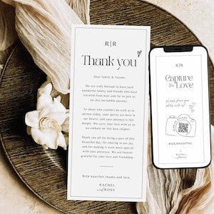 Merci note J'espionne le jeu de mariage Capturer l'amour qr code modèle photo chasse carte trésor réception de mariage minimaliste canva #CT01