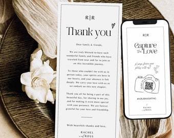 Thank you note I spy wedding game Capture the love qr code template photo hunt card scavenger wedding reception minimalist canva #CT01
