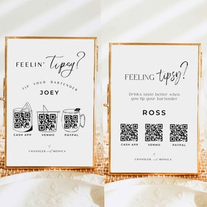 tip jar signs funny feeling tipsy Editable Tips Accepted Sign Canva Template Virtual Tip Jar Cashapp Qr Code Sign non traditional #M01