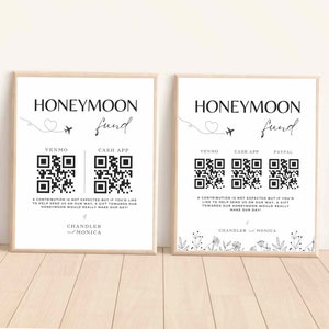 honeyfund sign download Honeymoon fund qr code sign wedding signs mountain wildflower qr code - Canva Template Qr Code Sign Venmo cash #WE1