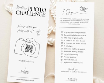 Ich spioniere Hochzeit Spiel Hochzeit Foto Herausforderung Schnitzeljagd Spiel Karte - CHECKLISTE editierbare Canva Vorlage QR Code sofortiger Download #SA01