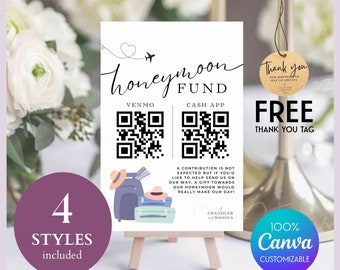Honeyfund Sign Download Honeymoon Fund Qr Code Sign Wedding - Etsy