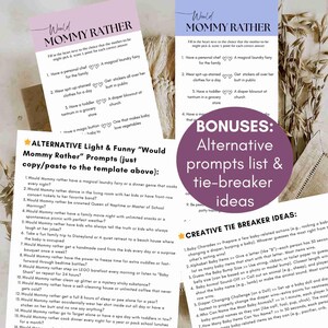 Would Mommy Rather Baby Shower Game Minimalist Neutral Editable Template - Who Knows Mommy Best Activity Editable Printable 4x9 - B01