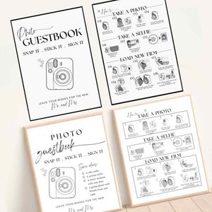 Wedding Photo Guest Book Sign Instant Mini 12 Instructions - Instant Camera Guestbook Sign How to Take a photo How to Load New Film - SA01