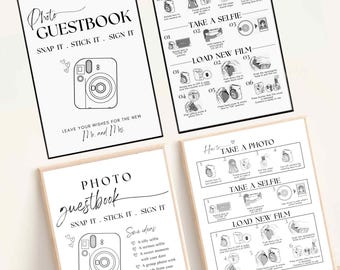 Instant Mini 12 camera Instructions Sign - Instant Camera Wedding Photo Guestbook Snap it How To Take A Photo How to load a film- Sa01