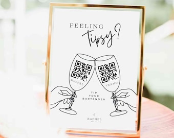 gevoel aangeschoten potteken - Tips qr code bruiloft teken Bewerkbare sjabloon op Canva Venmo QR Code Modern Wedding Sign Barman Tip Sign, Q01