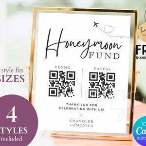 honey fund 2 qr codes honeyfund sign download Honeymoon fund qr codes sign mountain wildflower qr code - Canva Template Qr Venmo cash #M01