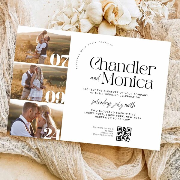 Photo Collage Wedding Invitations Etsy