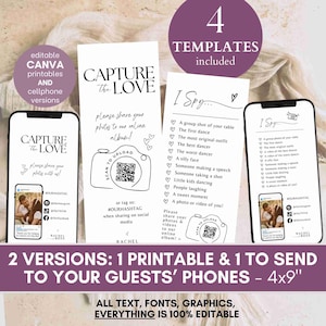 J'espionne le jeu de mariage Capturez l'amour photo chasse au trésor carte de jeu de mariage - LISTE DE CONTRLE PDF Téléchargez le modèle de code QR pour appareil photo Canva SA01
