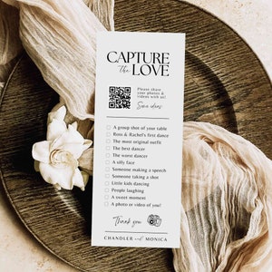 J'espionne le jeu de mariage Capturez l'amour, chasse au trésor, carte de jeu de mariage - LISTE DE CONTRLE PDF Téléchargez le modèle de code QR pour appareil photo Canva #SA01