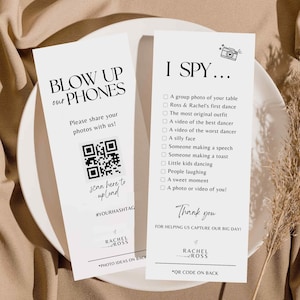 Blow up phones I spy wedding game template photo hunt card scavenger hunt wedding photo game reception canva camera qr printable SA01 zdjęcie 3