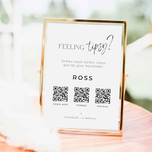 tip jar signs funny feeling tipsy Editable Tips Accepted Sign Canva Template Virtual Tip Jar Cashapp Qr Code Sign non traditional #M01