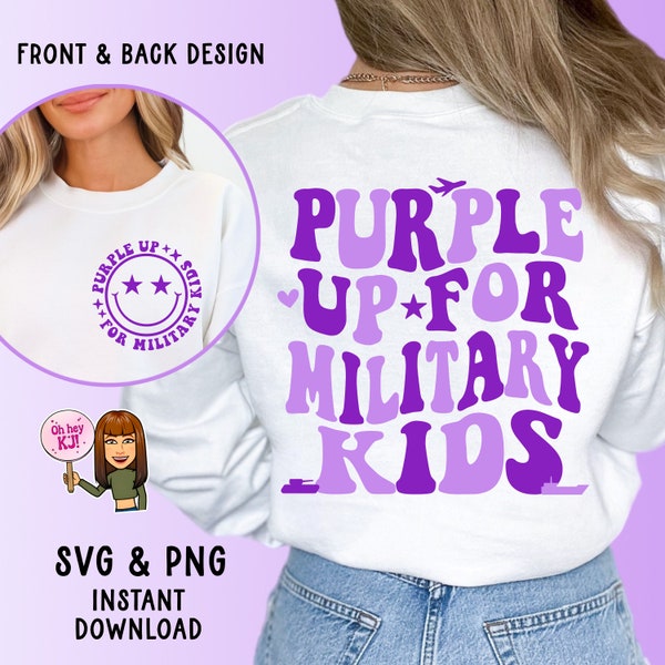 Purple Up SVG front and back design Purple Up For Military Kids SVG PNG download Military Kids Month of the Military Child png svg