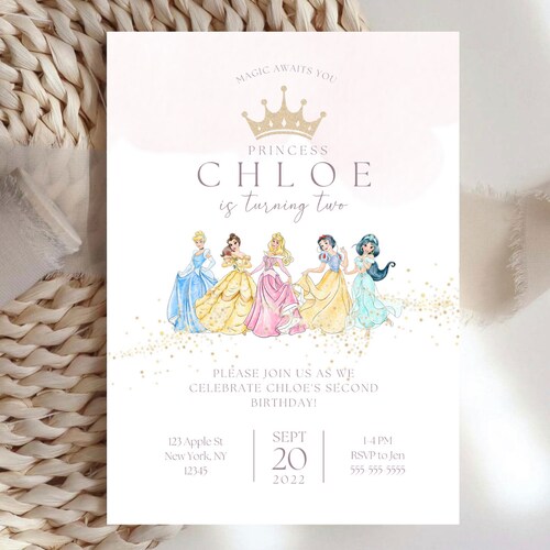 Princess Party Invitation Princess Birthday Girl's Etsy